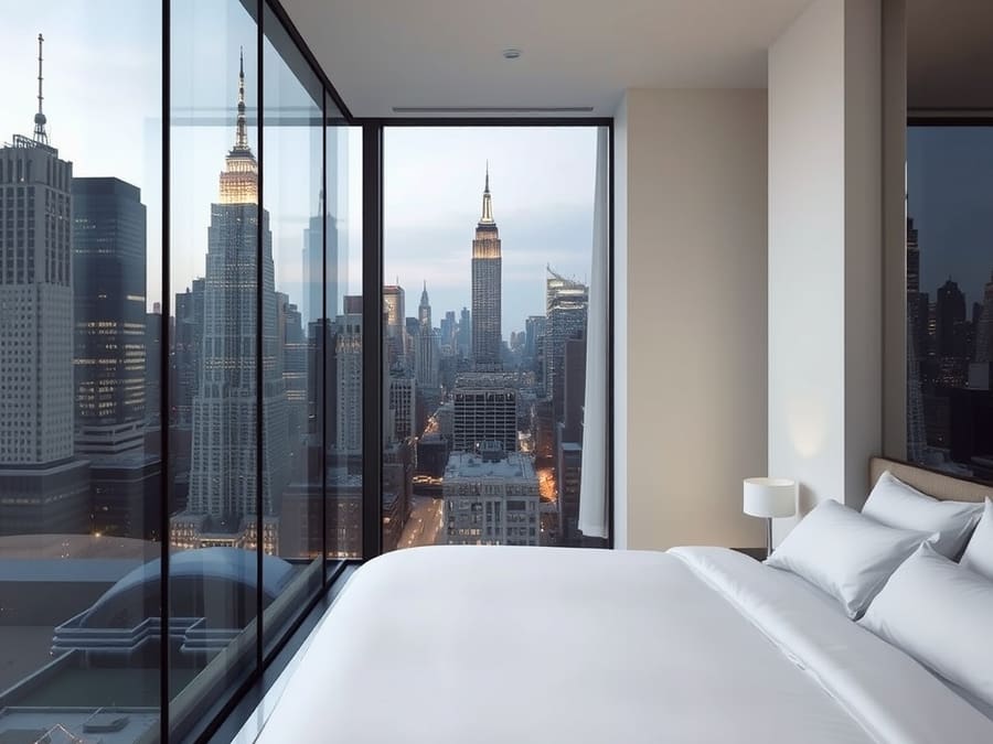A hotel room in New York